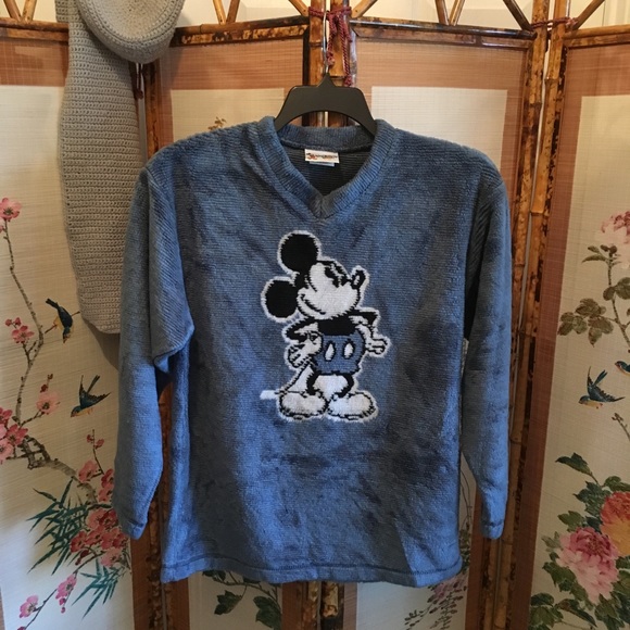 Disney Tops - Vintage WDW Mickey Mouse blue velour sweatshirt